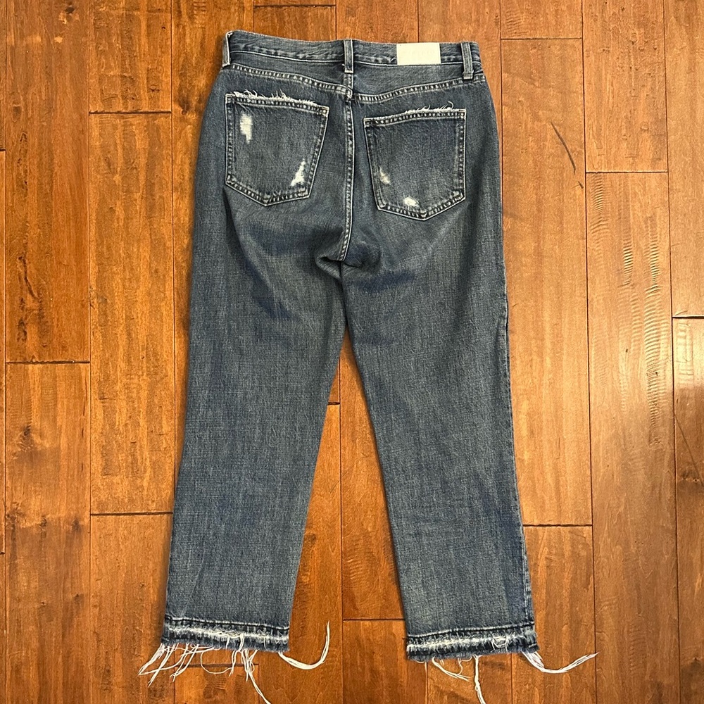 Pistola High Rise Straight Leg Cropped Raw Hem Jeans Sz 28 - Picture 5 of 12